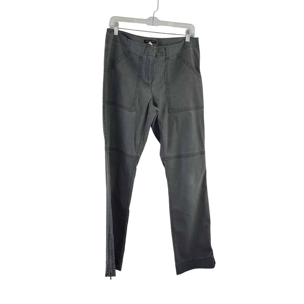 Eileen Fisher Pants Womens Small Gray Straight Leg Utility Zipper Hem Pockets - Picture 4 of 16
